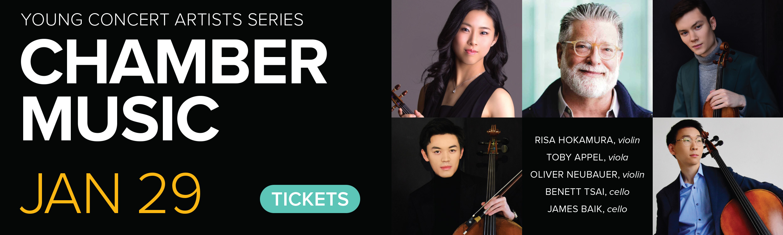 Young Concert Artists on Tour: Chamber Music. January 29, 2026. Get Tickets.