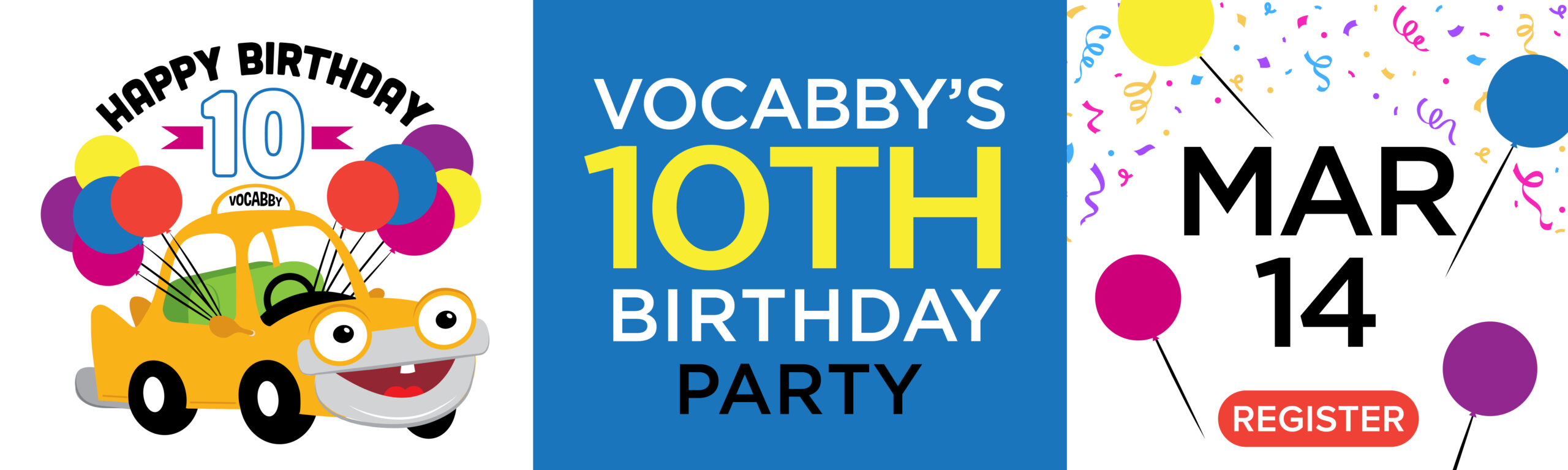 Vocabby's 10th Birthday Party. Register for Free.
